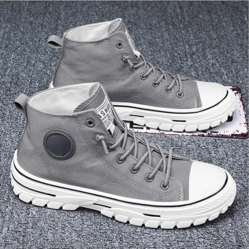 

Men's High Top Sneakers 2025 New Canvas Shoes Fashion Male High Top Casual Skateboarding Vulcanized Shoes Brand Comfort Sneakers