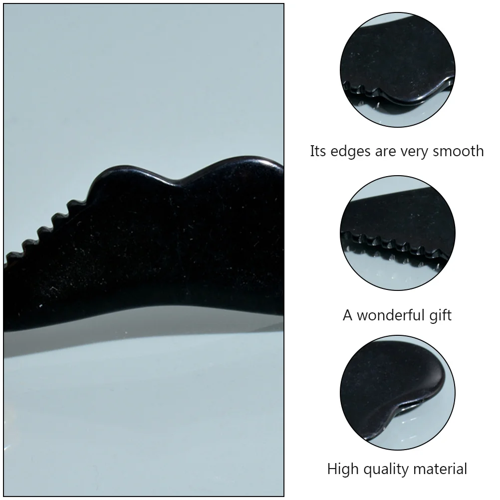 

1Pcs Wave Black Obsidian Massaging Comb Ergonomic Design Smooth Edges for Face Neck Back Leg Body Scraping Tool Portable Gua Sha