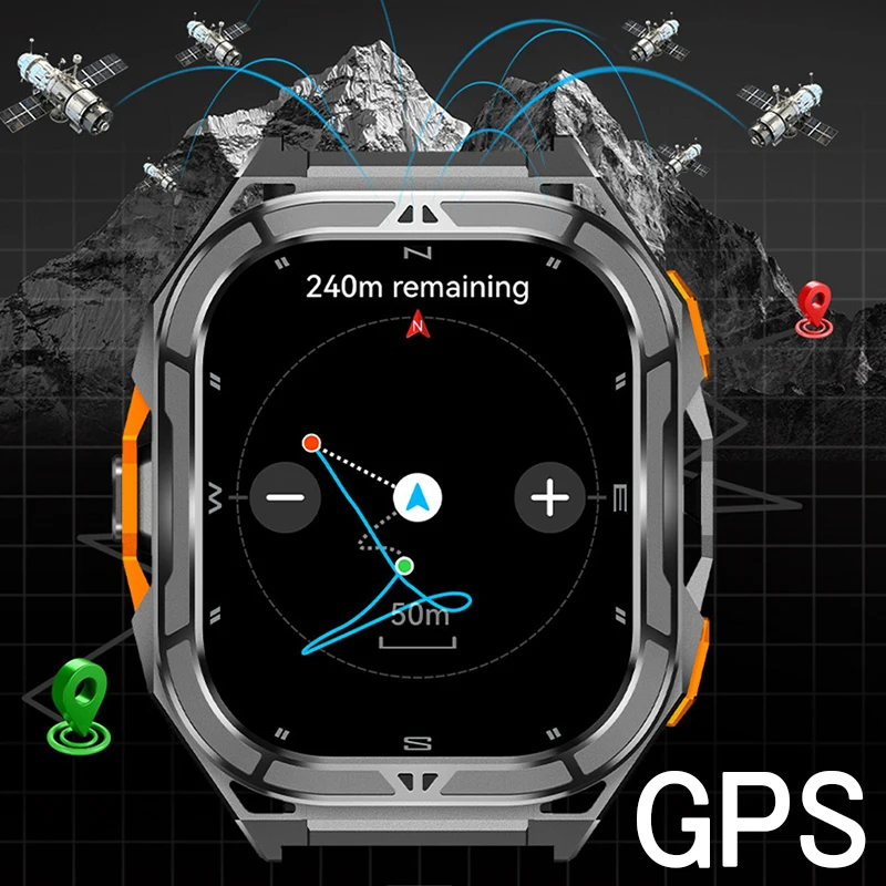Jam Tangan Pintar GPS Baru 2025 Jam Tangan Pintar Pria 1.96 Inci HD Layar AMOLED Kompas Panggilan Bluetooth 5ATM Jam Tangan Pintar Olahraga Tahan Air untuk Android IOS