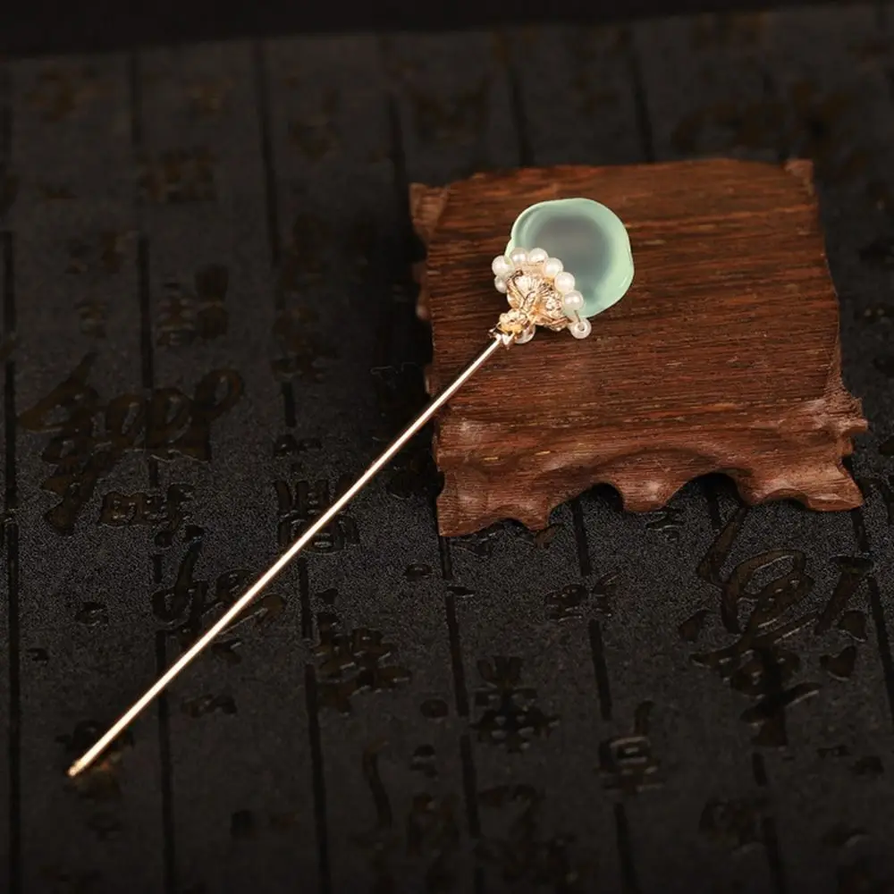 

Cheongsam Headdress Pearl Flower Jade Hairpin Ancient Headwear Chinese Style Headwear Ancient Style Hairpin Hanfu Hair Sticks