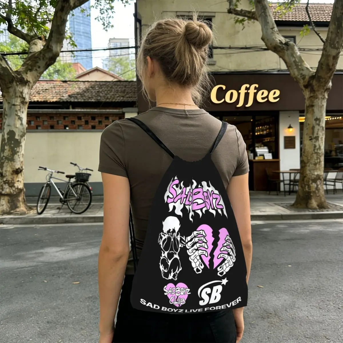 Junior H Merch Sad Boyz Backpacks Portable Drawstring Bags Sports Bag Book Bags for Travel Students