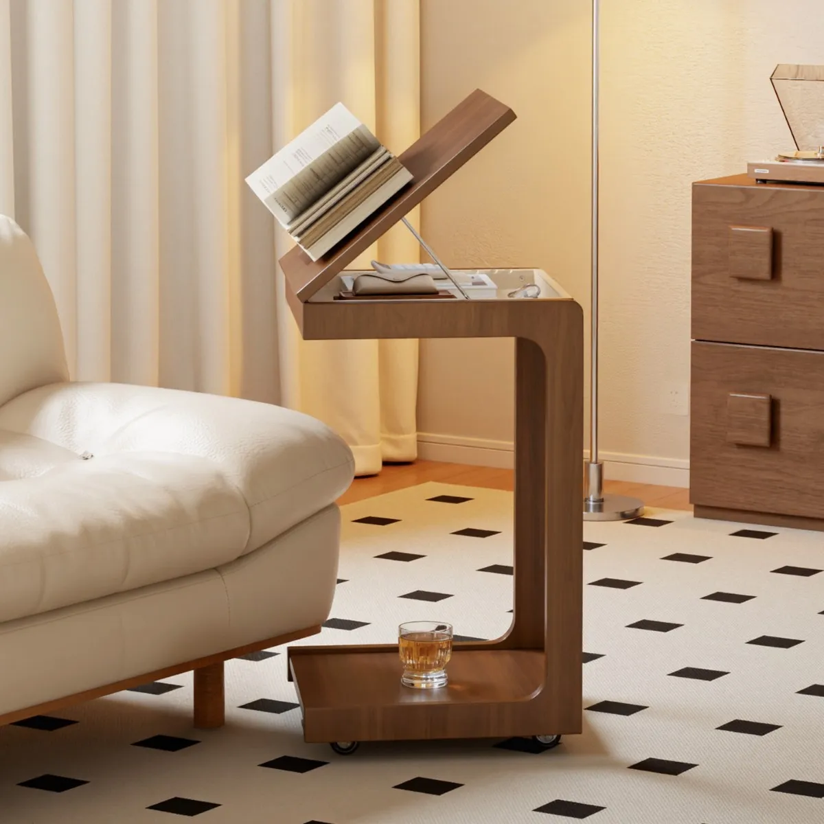 

Мобильный журнальный столик из массива дерева, складной столик для гостиной, офисный стол из цельного дерева, приставной столик к дивану, прикроватная тумбочка для спальни.