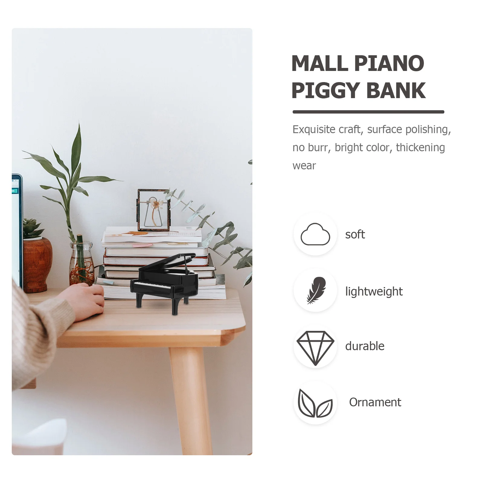 

Piano Shape Piggy Bank Creative Money Storage Pot Tabletop Coin Container Decorative Saving Gift Piggy Bank Piano Decorative