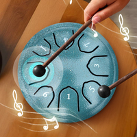 4.5 Inch 8 Notes Handpan Drum with Drum Mallet Music Book Sound Healing Instruments Rain Drum Instrument for Yoga Meditation