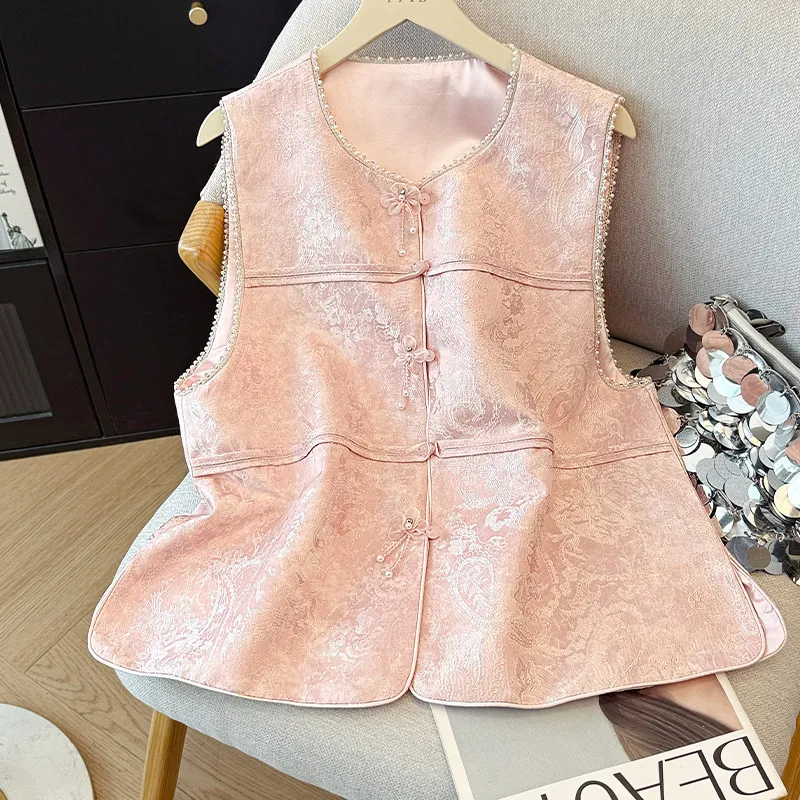 

Новая китайская свободная женская жилетка 2026 года, весенняя модная верхняя одежда, топ без рукавов, брендовая, больших размеров, для повседневной носки, на одной пуговице