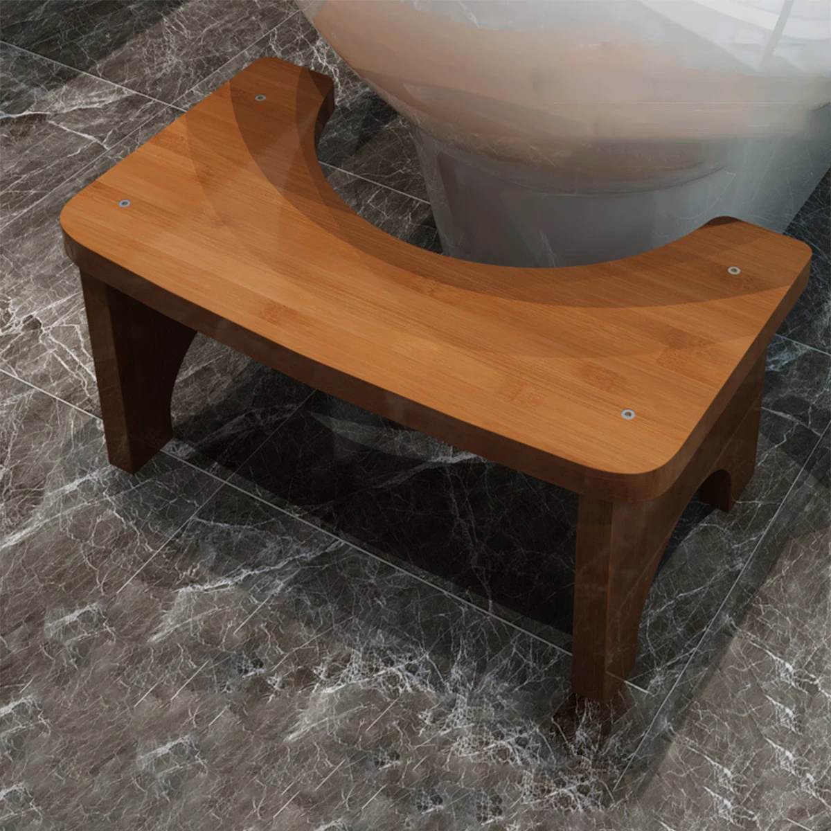 Sturdy Portable Bamboo Toilet Squat Stool for Adults,Wide and Stable,Bathroom Potty Stool,Easy to Use and Clean, Portable Design