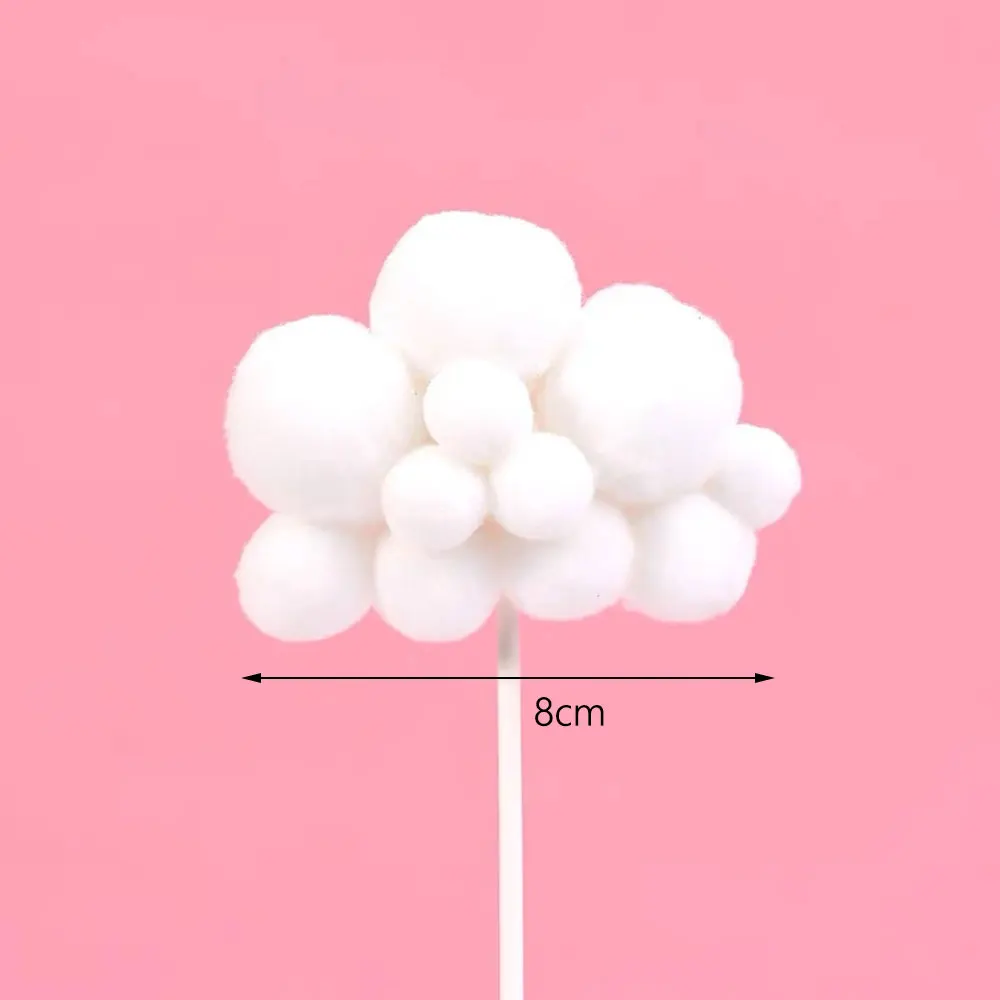 10/20Pcs Cloud Cake Toppers 8cm White Plush Yarn Ball Cloud Cupcake Toppers for Birthday Baby Shower Wedding Cake Decorations