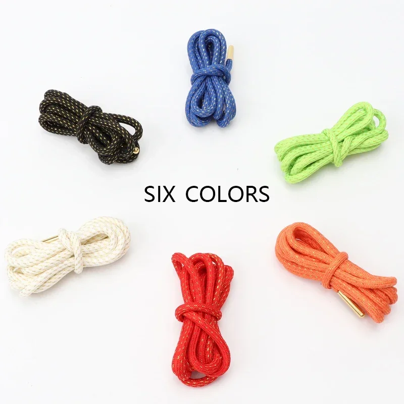 Metal Head Gold Shoelaces for Sneakers Outdoor Leisure Shoelace Round Shoe Laces Woman Men Shoe Lace for Hoodies Shoestrings 2PC