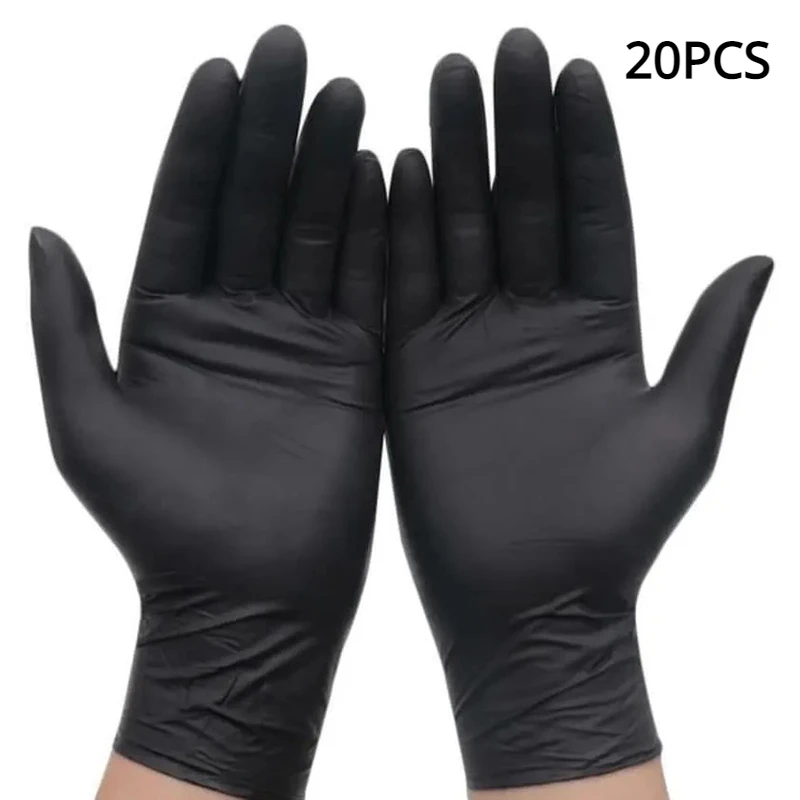 50/20PCS Wegwerp Zwarte Nitril Handschoenen Latexvrij Waterdicht Duurzaam Geschikt voor Keuken Voedselverwerking SchoonheidssalonFamily