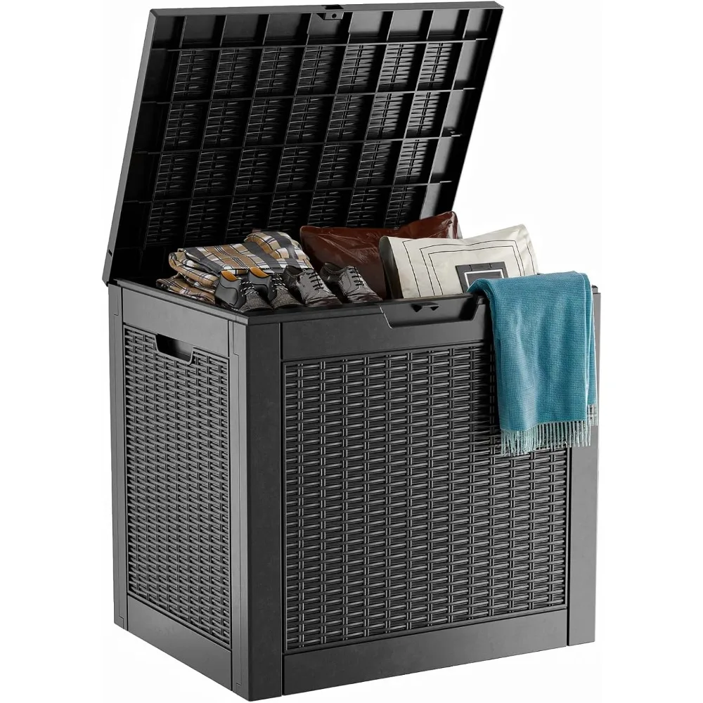 30Gallon Outdoor Storage Box - Waterproof Patio Furniture Deck Box, Garden Tools, Cushions, Pool Accessories Storage Bench with Lockable Lid and Side Handles