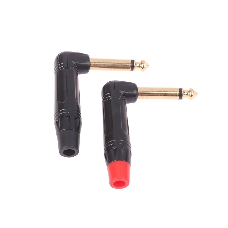 Black Paint 6.35mm Large Two Core Elbow 6.5 Mono Audio Connector Mixer Microphone Guitar Speaker Plug