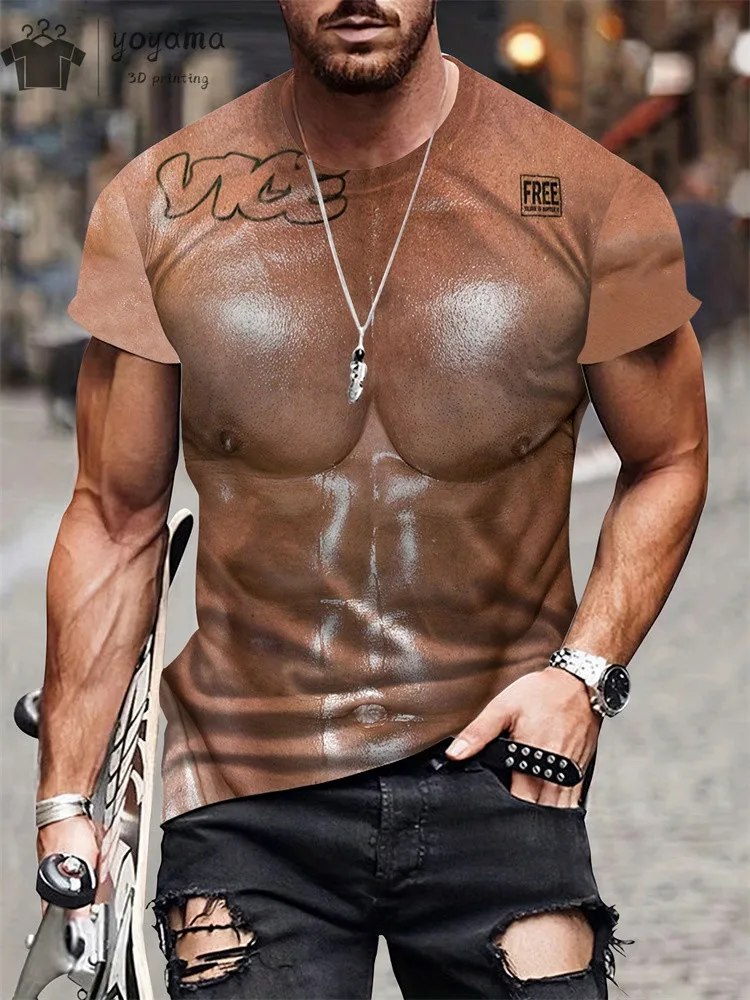 Funny 3D Printing Muscle Printed T-Shirt Gym Clothing Men Summer Streetwear T-Shirt Tops Harajuku Fashion Short Sleeve Tee image 2