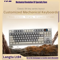 2024 New langtu Lt84 Mechanical Keyboard Wired Digital Screen Side Ice Blue RGB Light Mechanical Knob Customized Keyboard