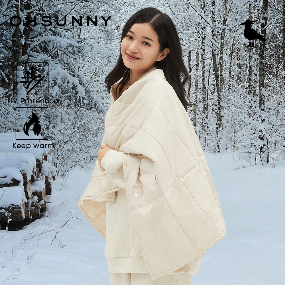 

Ohsunny Down Shawl Multifunctional Blanket Outdoor Neckerchief Warmer In Autumn Winter Windproof Anti-Cold Cloak & Scarf 2-in-1