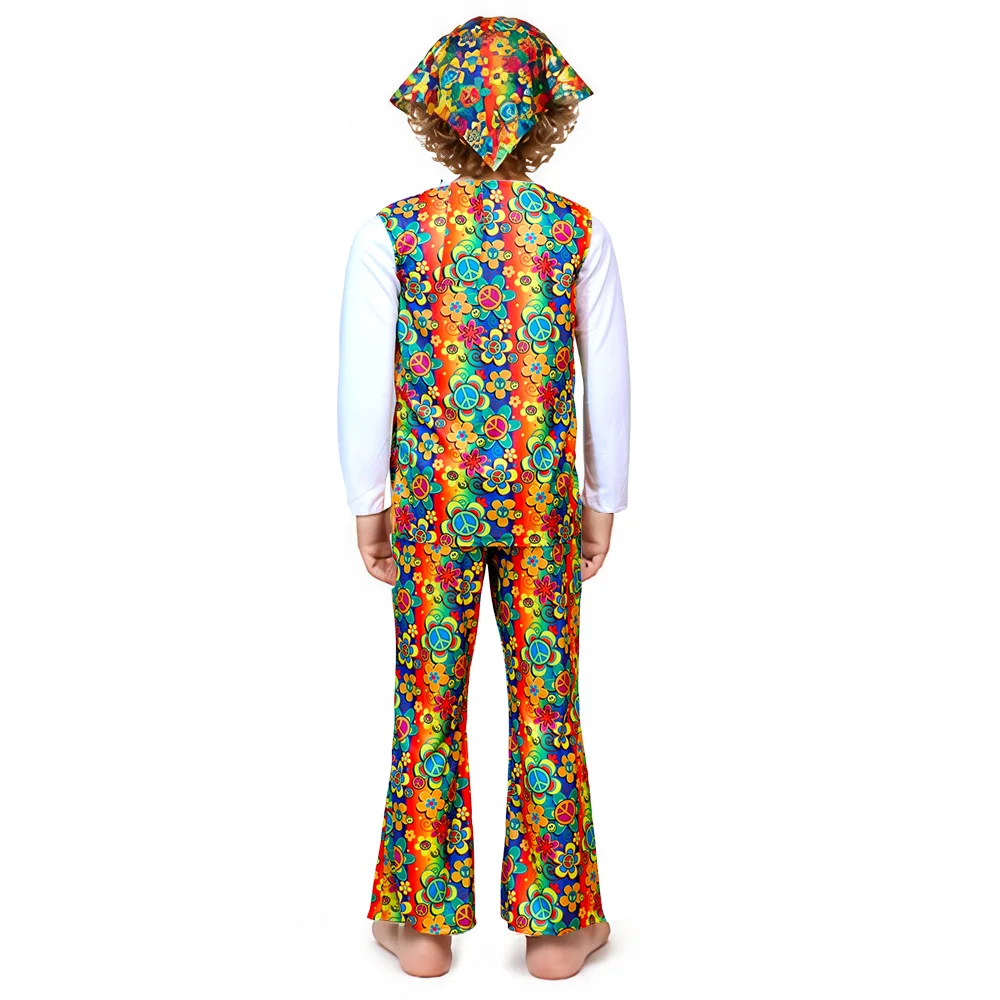 60s 70s Disco Floral Print Dressing Bohemian Hippie Outfit for Kids Costume Halloween Costume for Role Play and Parties view 2