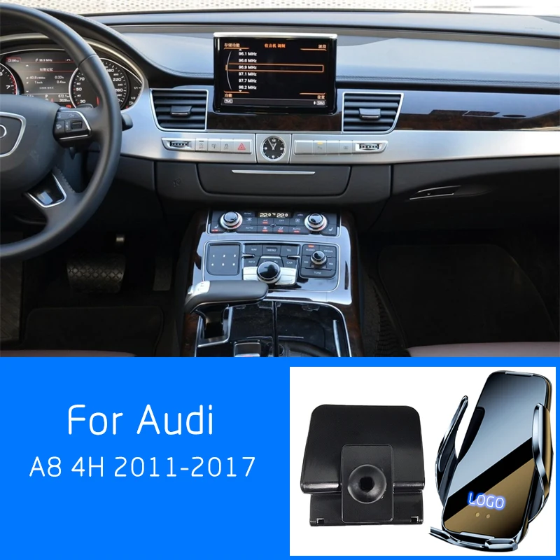 

For Audi A8 4H 2011-2017 Car Wireless Charger Mobile Phone GPS Navigation Fixed Automatic Induction Bracket Fast Charging