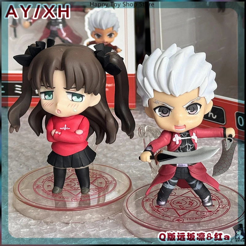 

10cm Fate Stay Night Tohsaka Rin And Red Archer Anime Girl Figure Model Statue Collection Desktop Decoration Ornament Toys Gifts