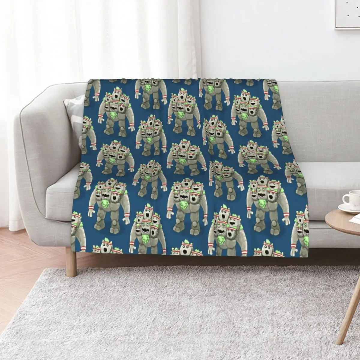 My Singing Monsters character Quarrister Throw Blanket Soft Big Camping Single anime Picnic Bed linens Blankets