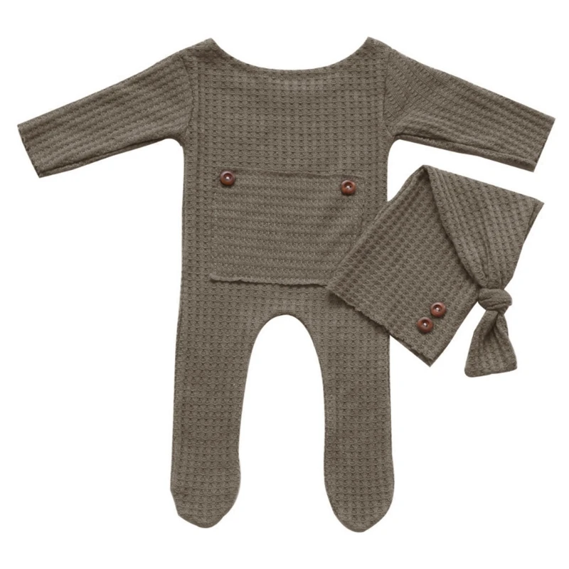 

Y1UB Knit Clothing for Infants Photo Fotografia Baby Boy Girl Romper Hat Set