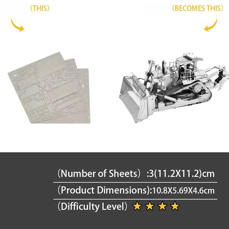 1PC 3D Metal Puzzle 3D Jigsaw Puzzle Engineering Vehicle Desktop Decor Craft DIY Assembly Craft Kit