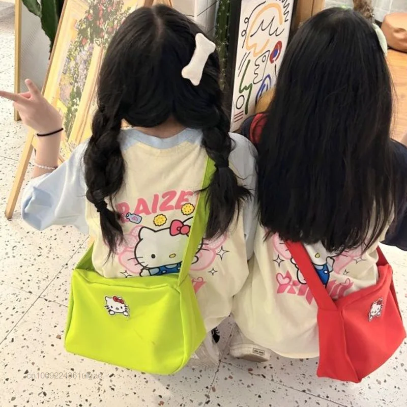 Sanrio Hello Ktty Square Bags Y2k Girl Korean Fashion Messenger Bag Cartoon College Style Shoulder Bag Women Cute Tote Handbags