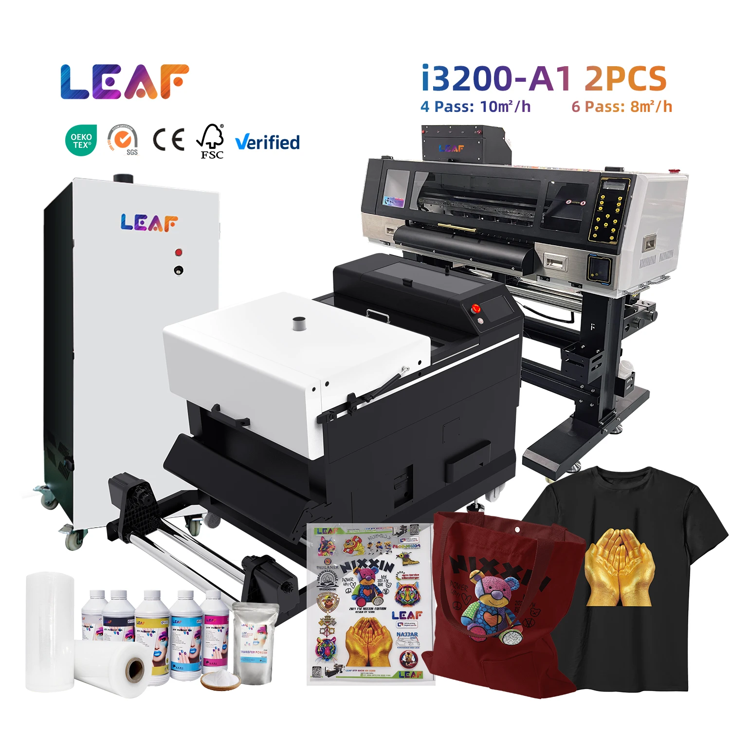 

LEAF Digital 24 Inch Impresora DTF 60 cm Printer Transfer Shirt Printing Machine Inkjet DTF Printer With Double I3200 Head