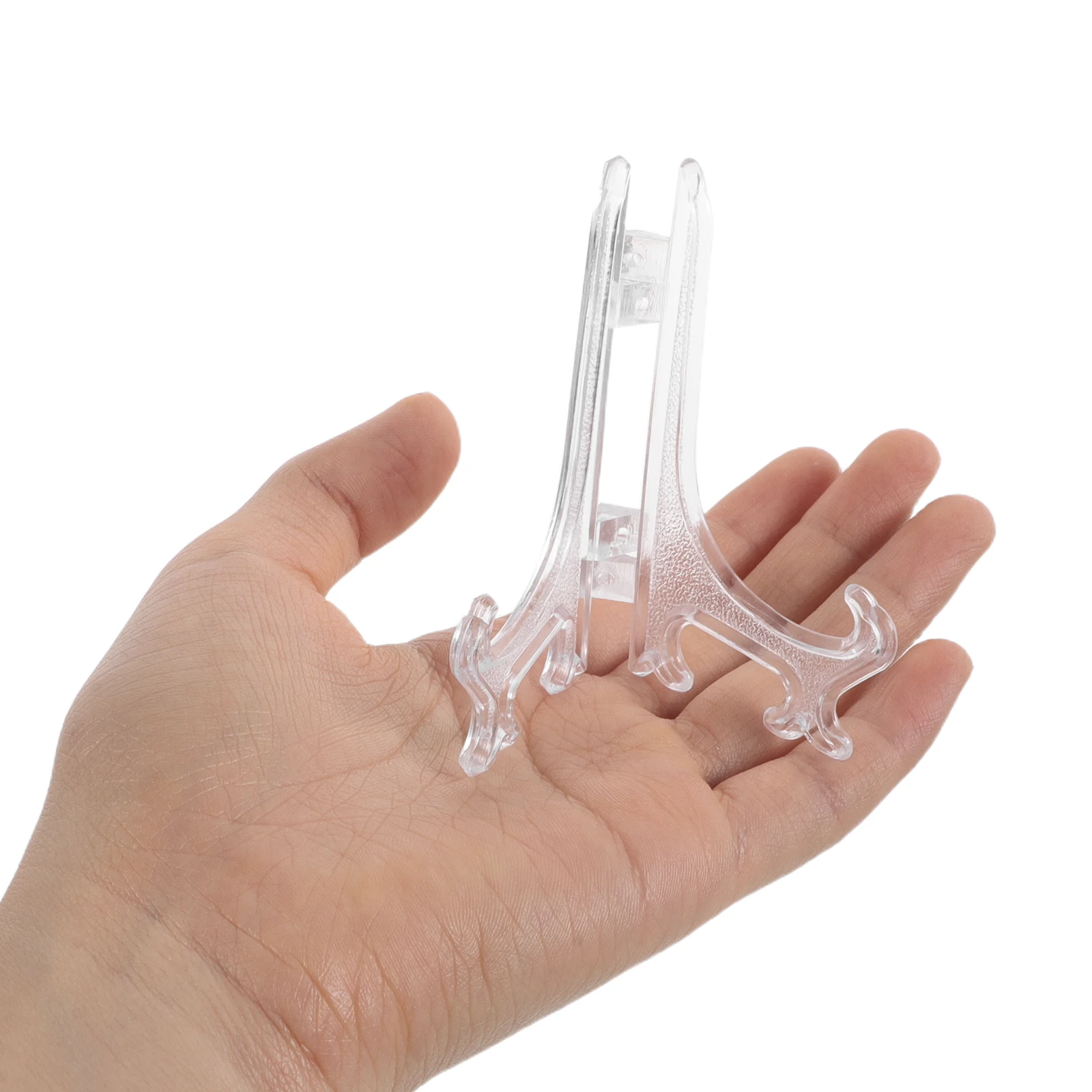 

50pcs Mini Easel Compact Plastic Picture Display Holder For Small Art Frames Photos 3 Inch Transparent Tabletop Plate Stand