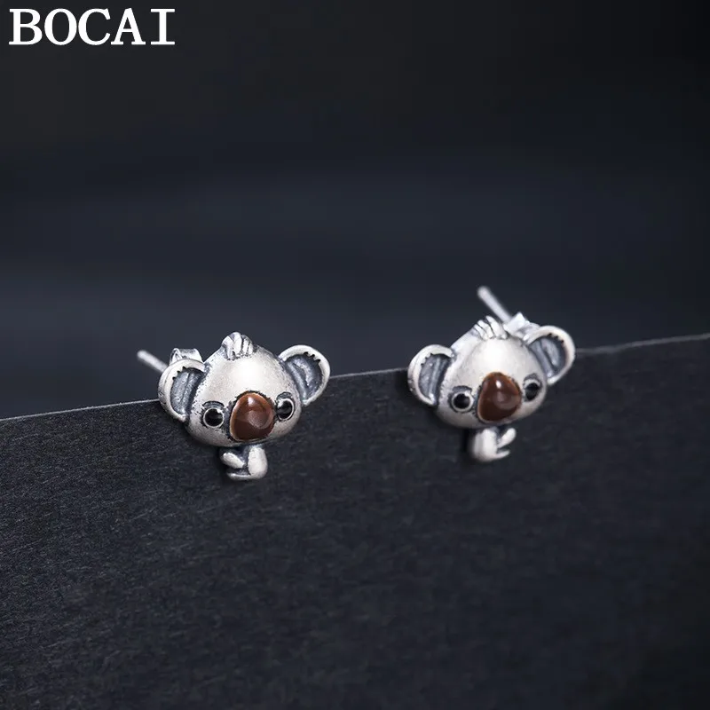 

Серьги BOCAI NEW S925 из серебра в ретро-стиле с милыми коалами, женские серьги