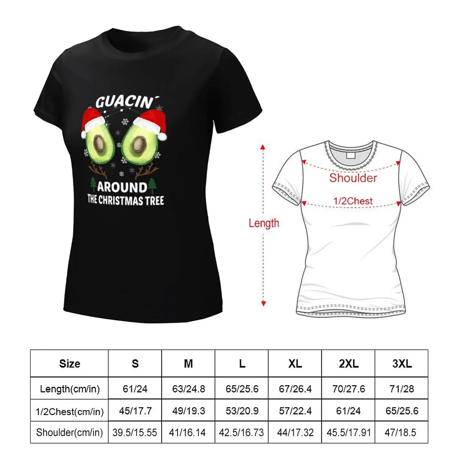 Guacin Around Christmas Tree Avocado T-Shirt tops plus size tops tees korean fashion Women's t-shirt