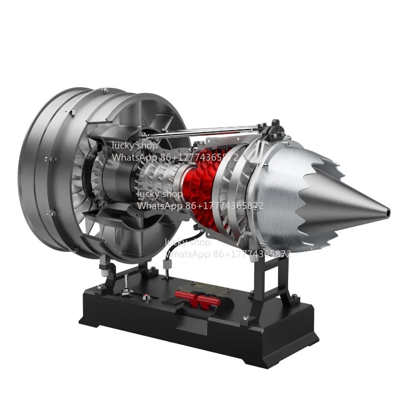 【 Lucky Building Blocks Assembly 】Aircraft Engine Assembly Model Precision Metal Mechanical Parts Assembly  Ornament