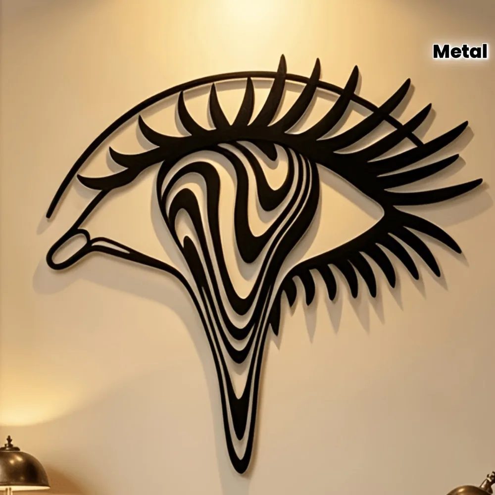 CIFBUY Iron Wall Art Psychedelic Eye Metal Home Decor Hanging Decor Exotic Modern Minimalist Black White Interior