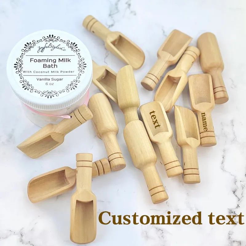 Personalized Mini Wooden Tea Spoons Coffee Scoops Seasoning Candy Spices Bath Salt Spoons Milk Powder Scoop Accessories Spoon