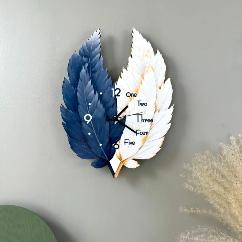 

Feather Nordic Wall Clock Home Decoration Living Room and Bedroom Simple Modern Silent Clock Light Luxury Big Clock Decoration