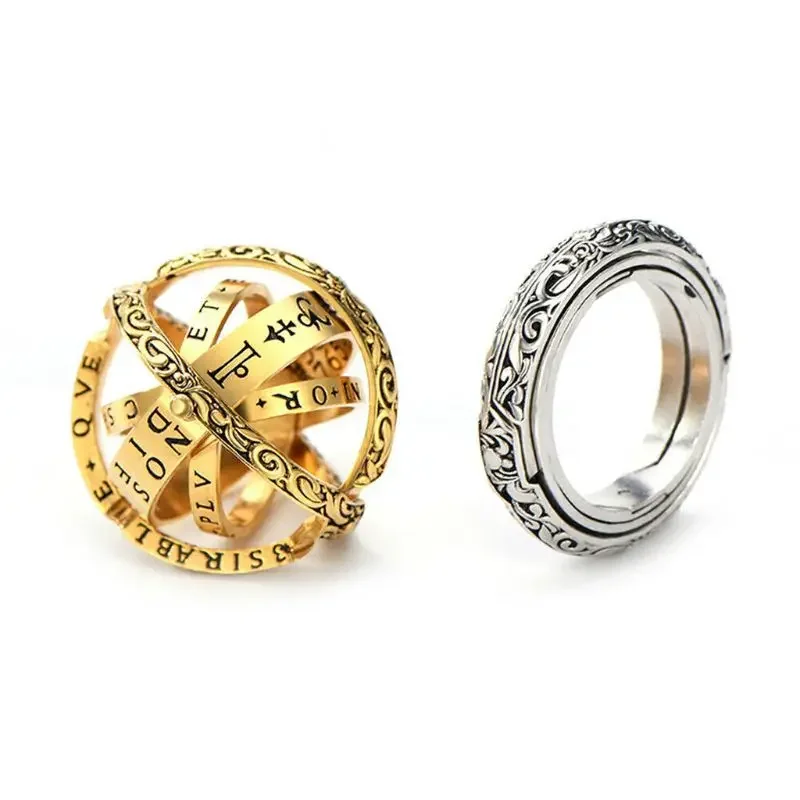 Metamorphosis Astronomy Men's and Women's Ball Rings Reverse Metamorphosis Universe Ball Rings Retro Couple Necklace