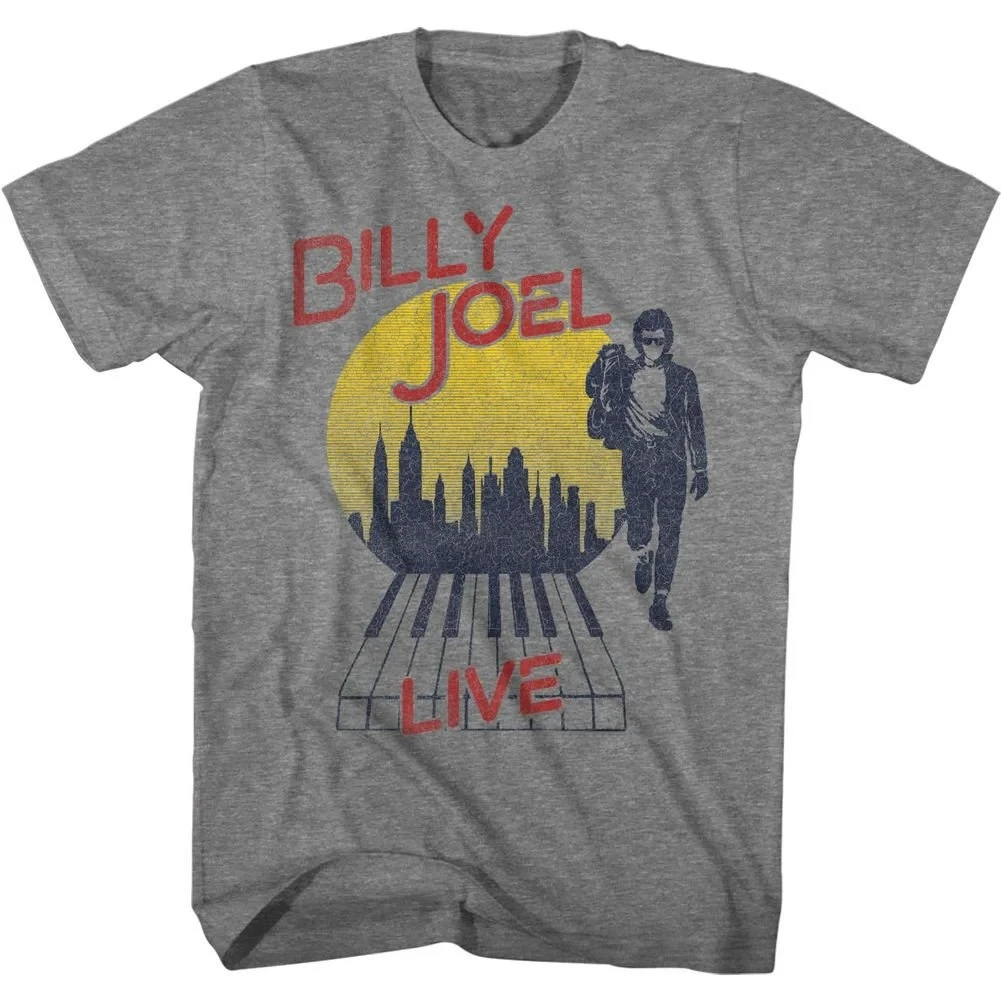 Camiseta para adultos Billy Joel B Joel Live City Graphite Heather, camiseta holgada y transpirable de verano para hombres y mujeres