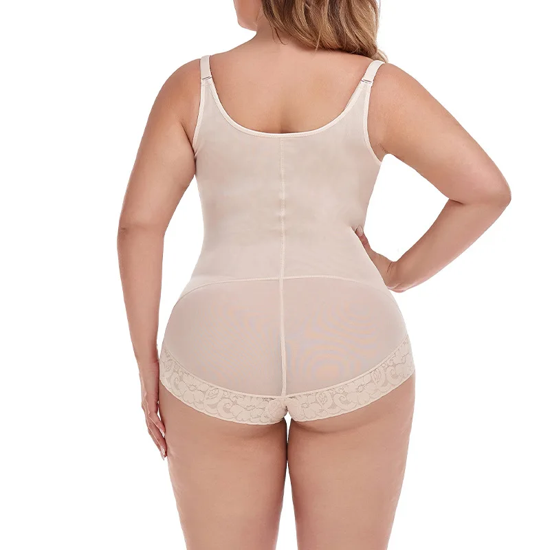 Plus Size S-6XL Open Bust Zipper Shapewear High Compression Tummy Control Butt Lifter Bodysuit for Curvy Women