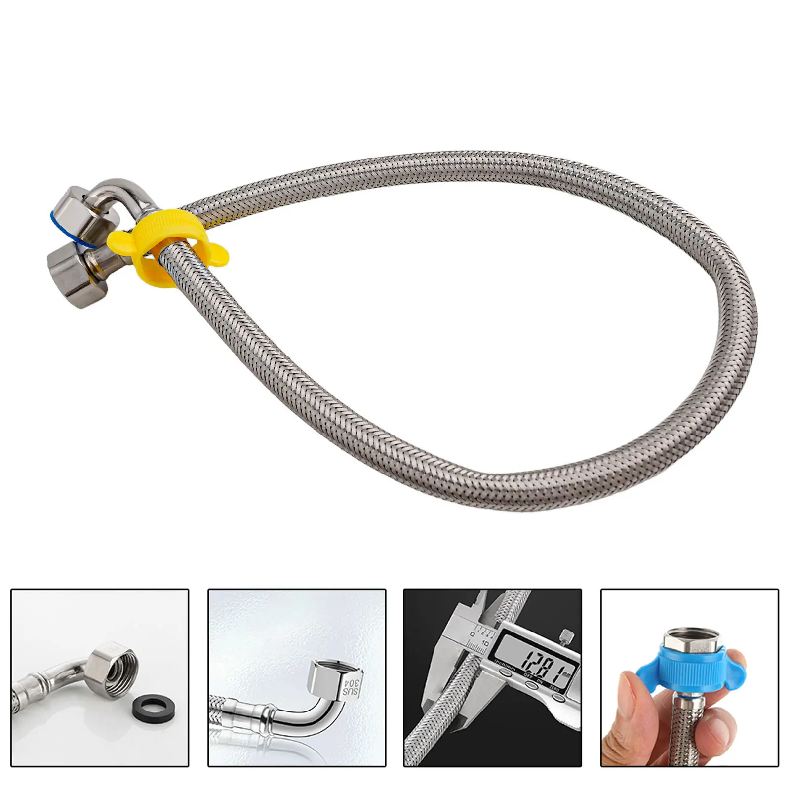 60/80/100mm Water Faucet Inlet Hose Flexible Pipe Connectors Elbow Hose Pipes Plumbing Bathrooms Kitchen Water Pipe Parts