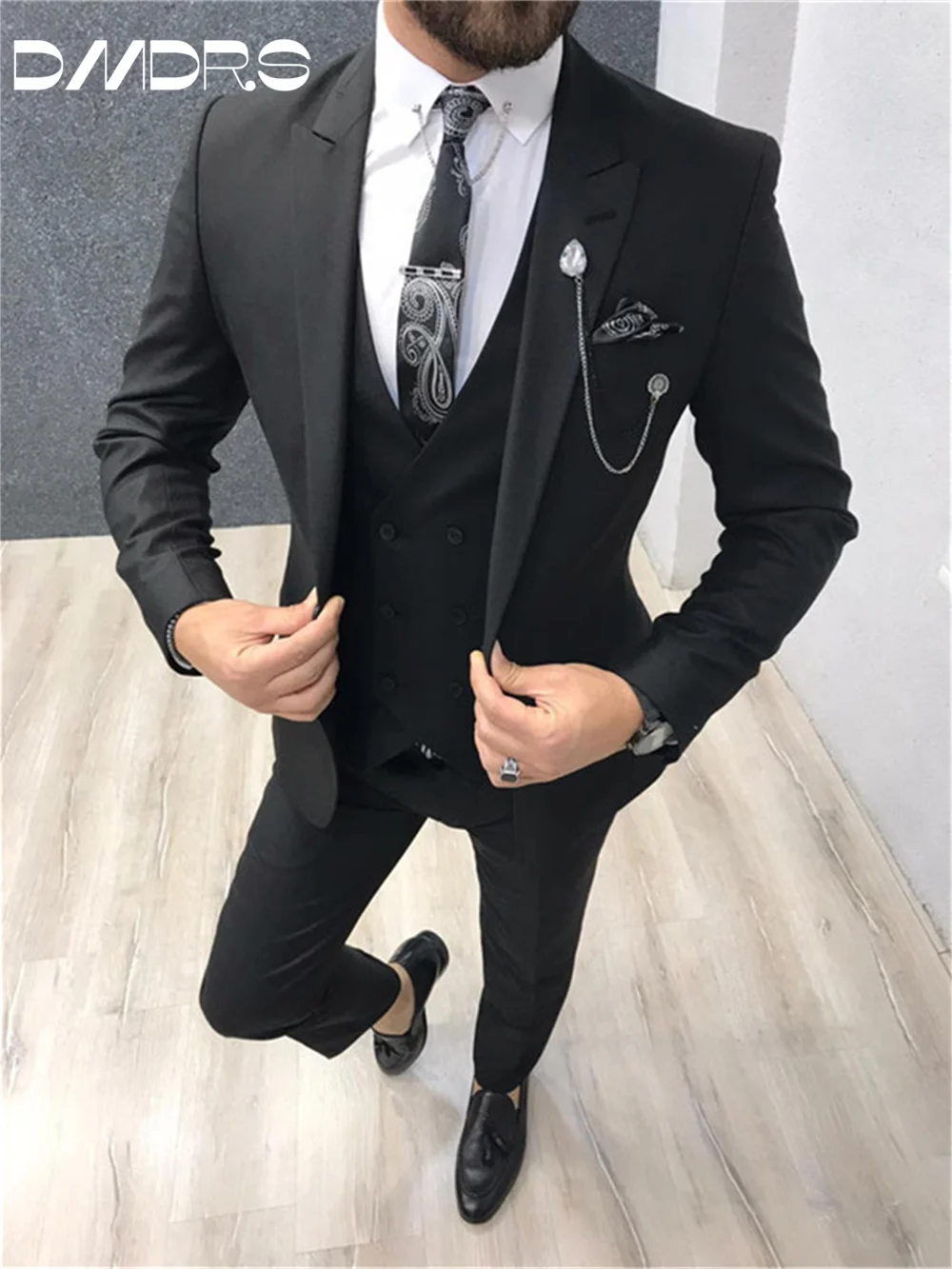 Classic Men's 3PCS Suit Set For Formal Wedding Classic Solid Suit For Party Formal Occasion Clothing Elegant Groom Set