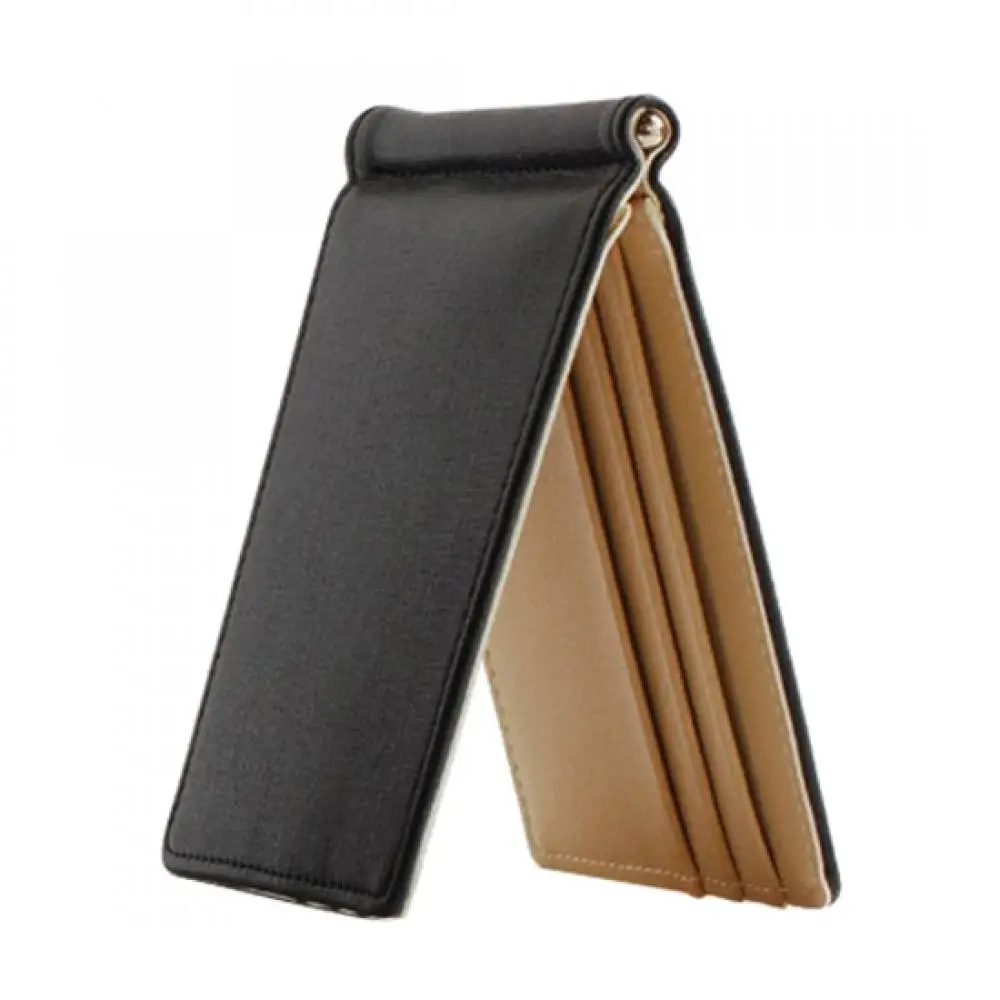 Unisex Short Wallet Ultra-Thin Magic Money Clip Faux Leather Card Holder Bifold Mini Wallet