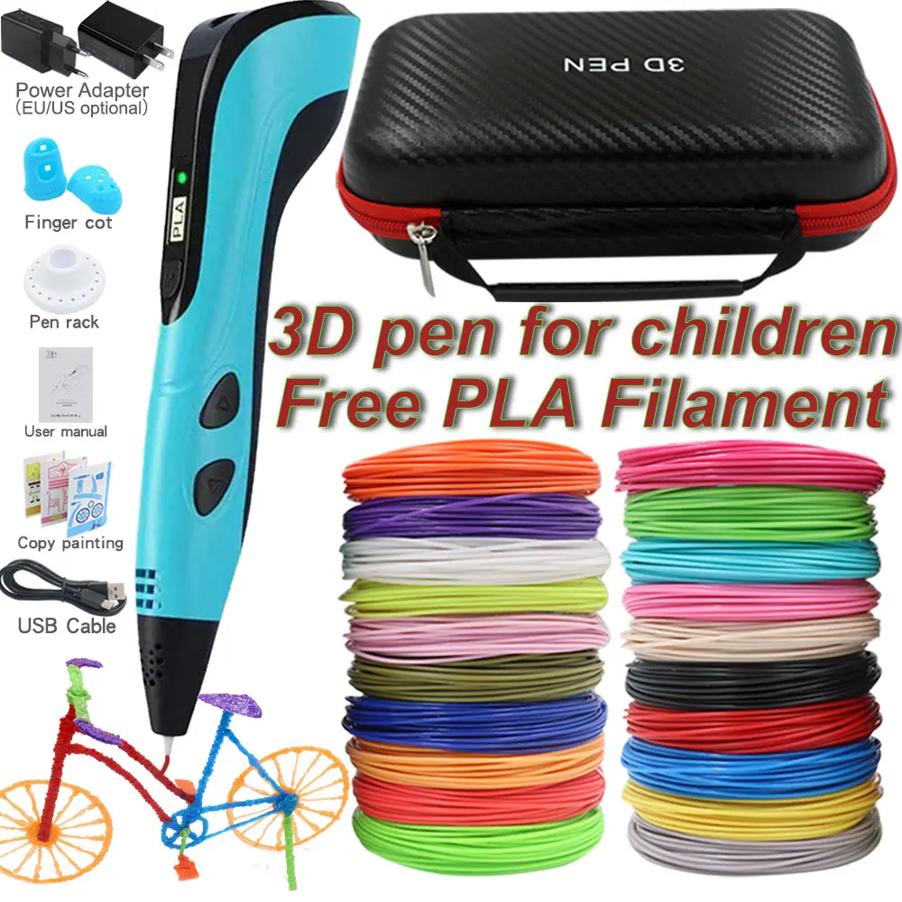 3D Pen for Children 3D Printing Pen with LCD Screen with 150/200M PLA Filament Travel Case for Kids Christmas Birthday DIY Gifts