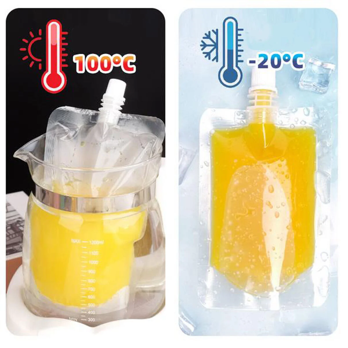 50Pcs 50/100/200ml Plastic Spout Bags Stand Up Liquid Drink Milk Juice Wine Pouch W/ Caps Empty 100pcs