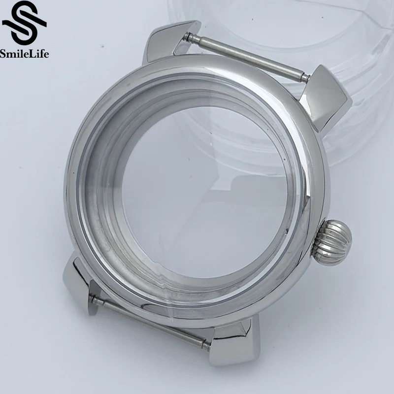 SmileLife 40mm Watch Case Crown at 3/12 O'clock Mineral Glass Transparent Bottom Stainless Steel Case for NH35/NH36 Movement