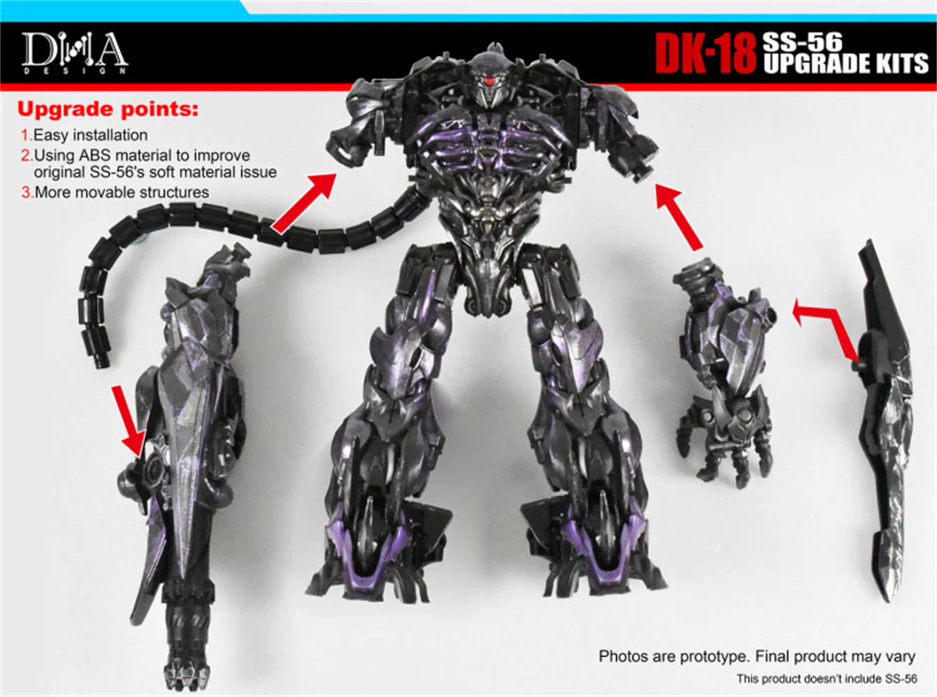 Analyste de mise à niveau DK18 de DK-18 de conception d'ADN pour la transformation SS56 Shockwave Action Figure Accessoires