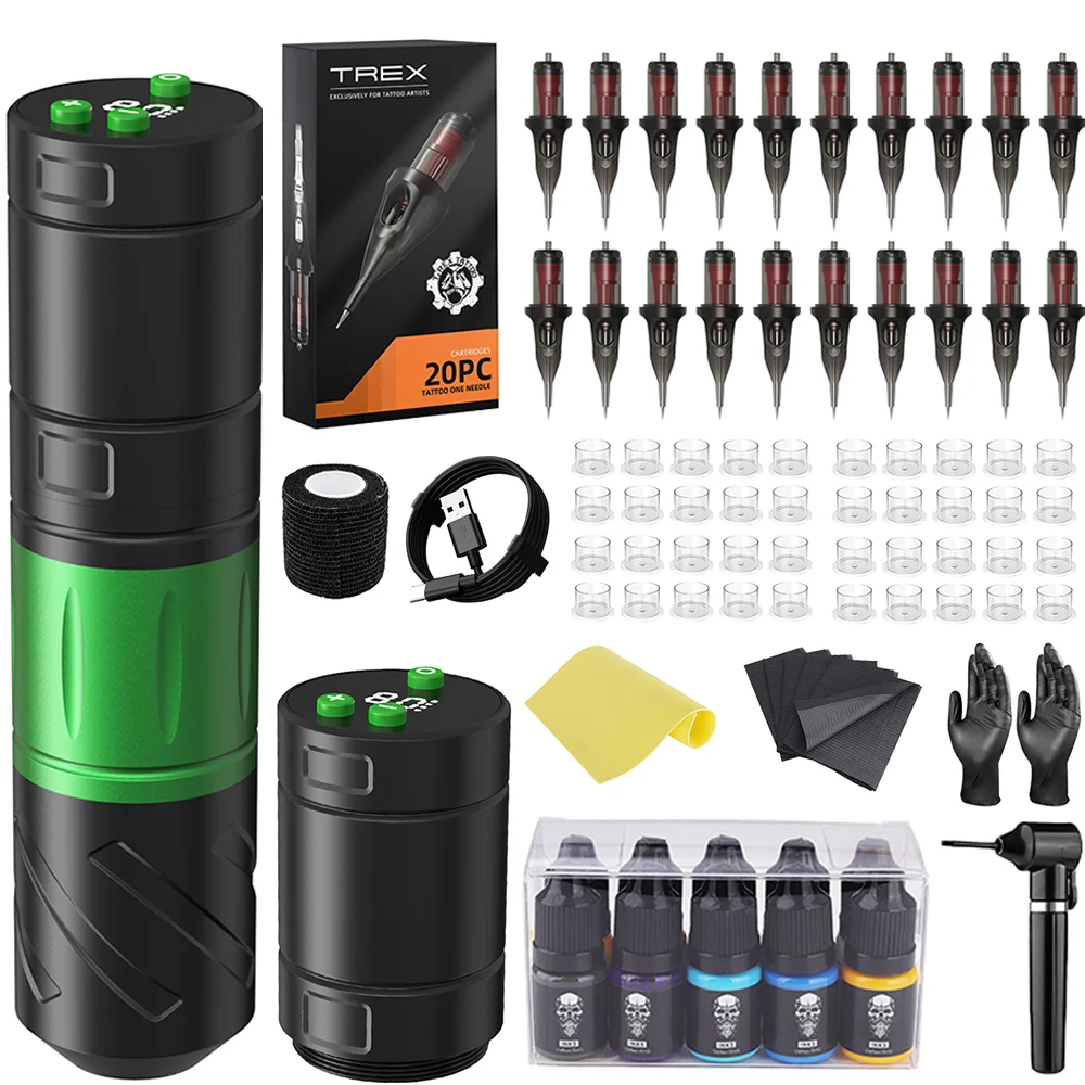 

Tattoo Kit T-Rex High Quality Rotating Tattoo Machine Pen with 2 Battery Power Tattoo Machine, Wireless Tattoo Gun Kit