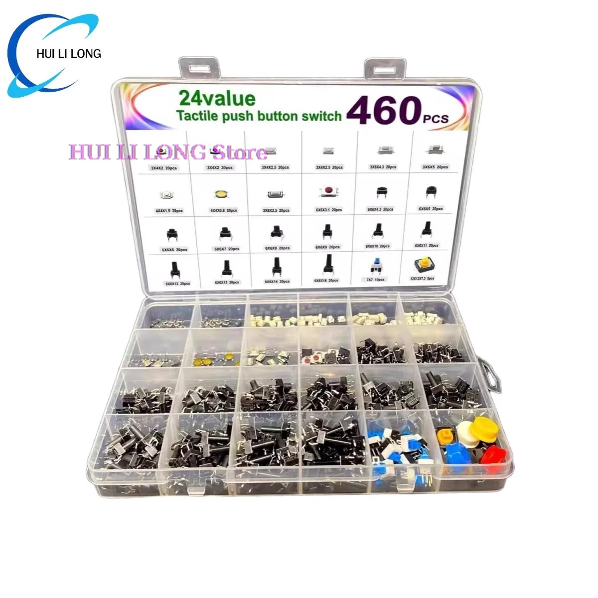 460PCS/BOX  Tactile Push Button Touch Switch Remote Keys Button Micro Switch  DIP keypad Self-locking  Mixed set with box