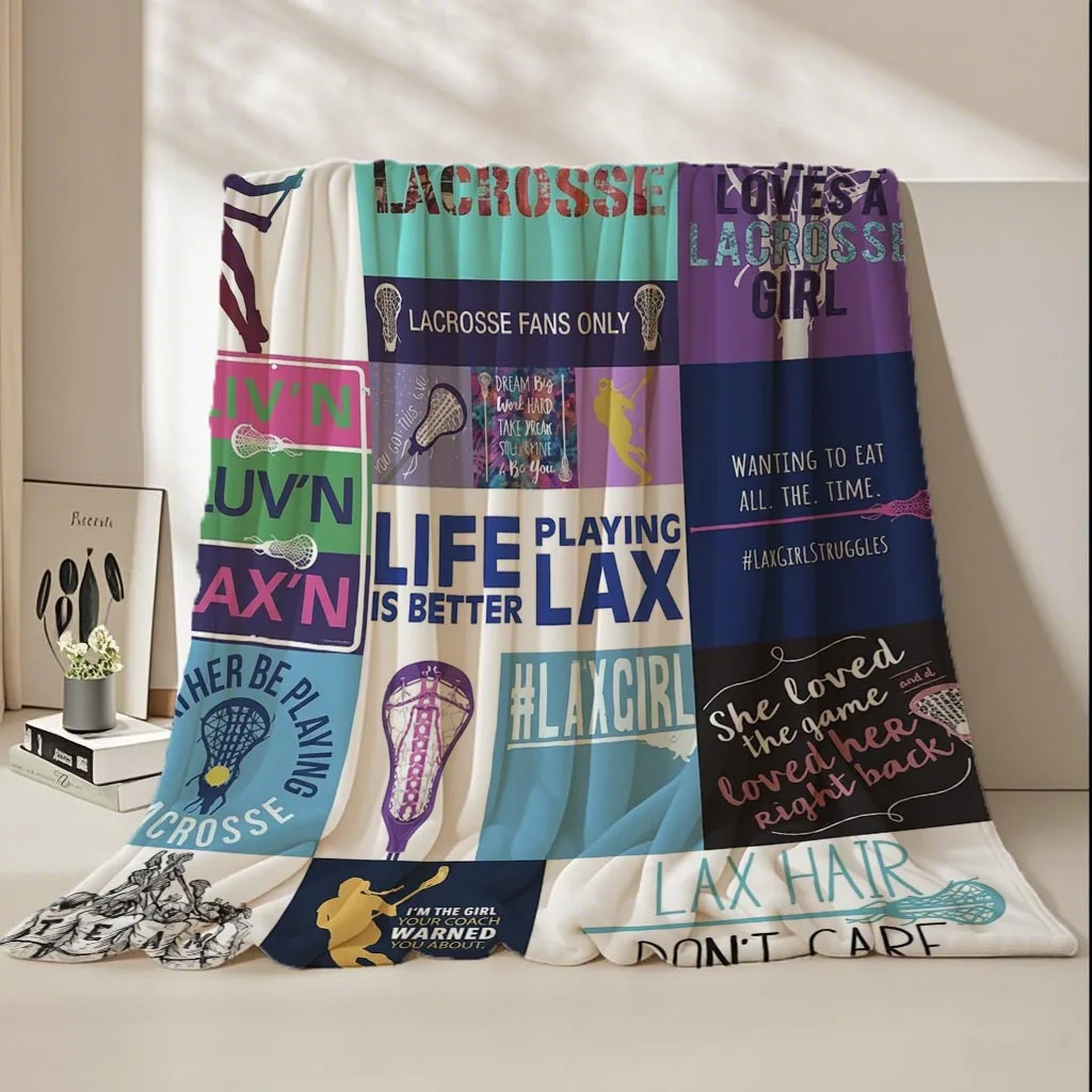 A La Crosse Style Printed Flannel Blanket, Multifunctional, Warm and Comfortable, Suitable for Sofas, Beds, Offices, and Camping