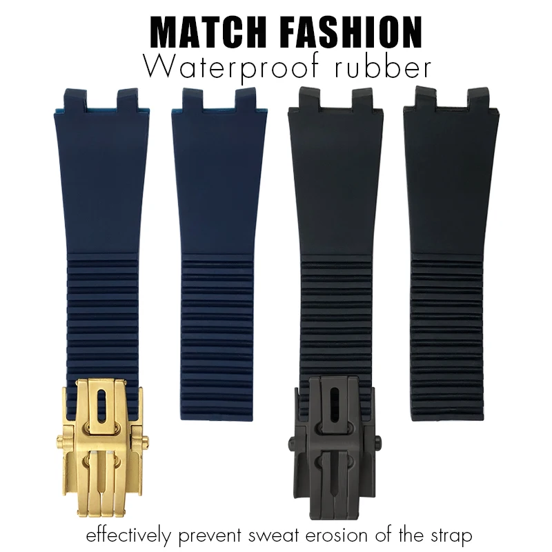 Silicone Watch Strap 26mm for Ulysse Nardin Blast Silver Rose Gold Folding Buckle Men Black Blue Rubber Sports Watchband