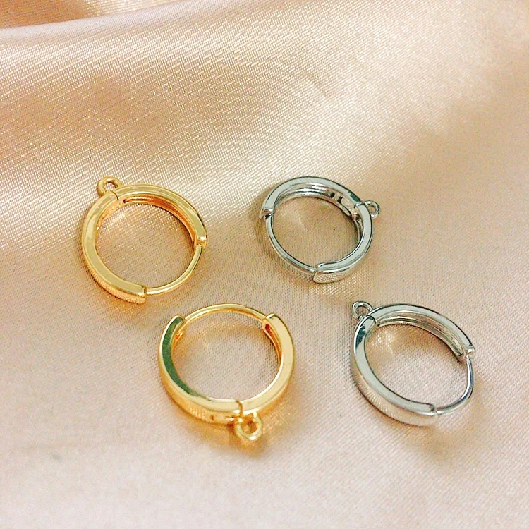 16MM 18K Gold Round Pendant Hoop Earrings Huggie Earring Findings Leverback Earwire Hooks Wholesale