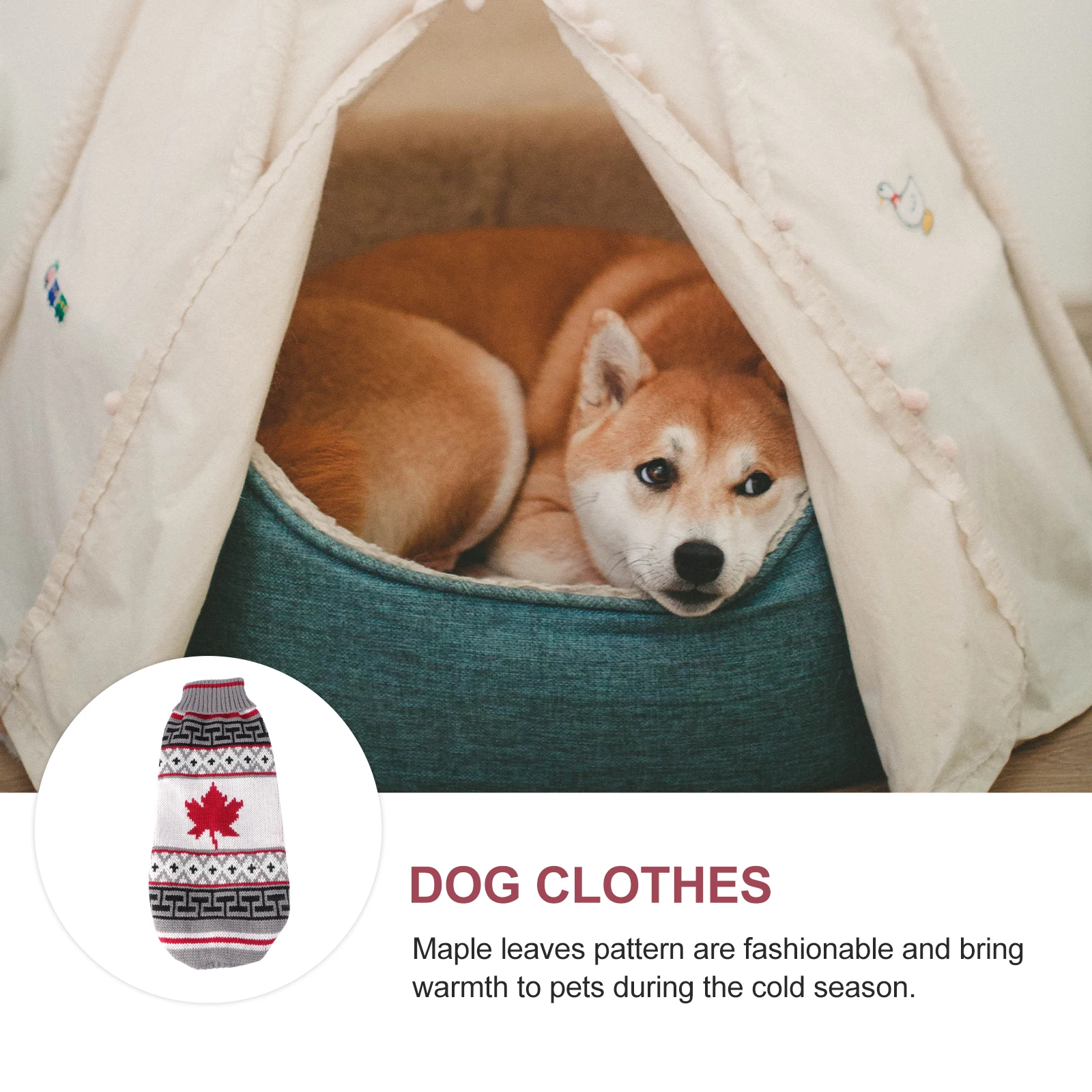 

Maple Leaves Pattern Christmas Sweater for Pets Winter Warm Puppy Costume Kitten Jumper Thickened Clothes Soft Durable Pet Dog