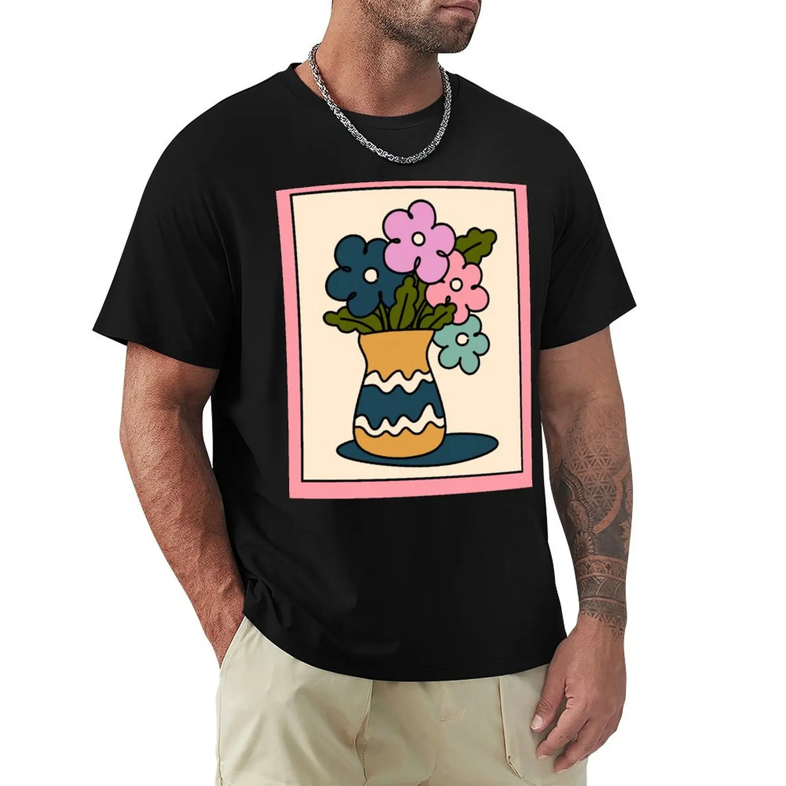 Flowers Retro 70s T-Shirt High Elasticity Sports Tee Shirt